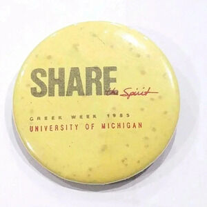 Greek Week 1985 University of Michigan Pin Pinback